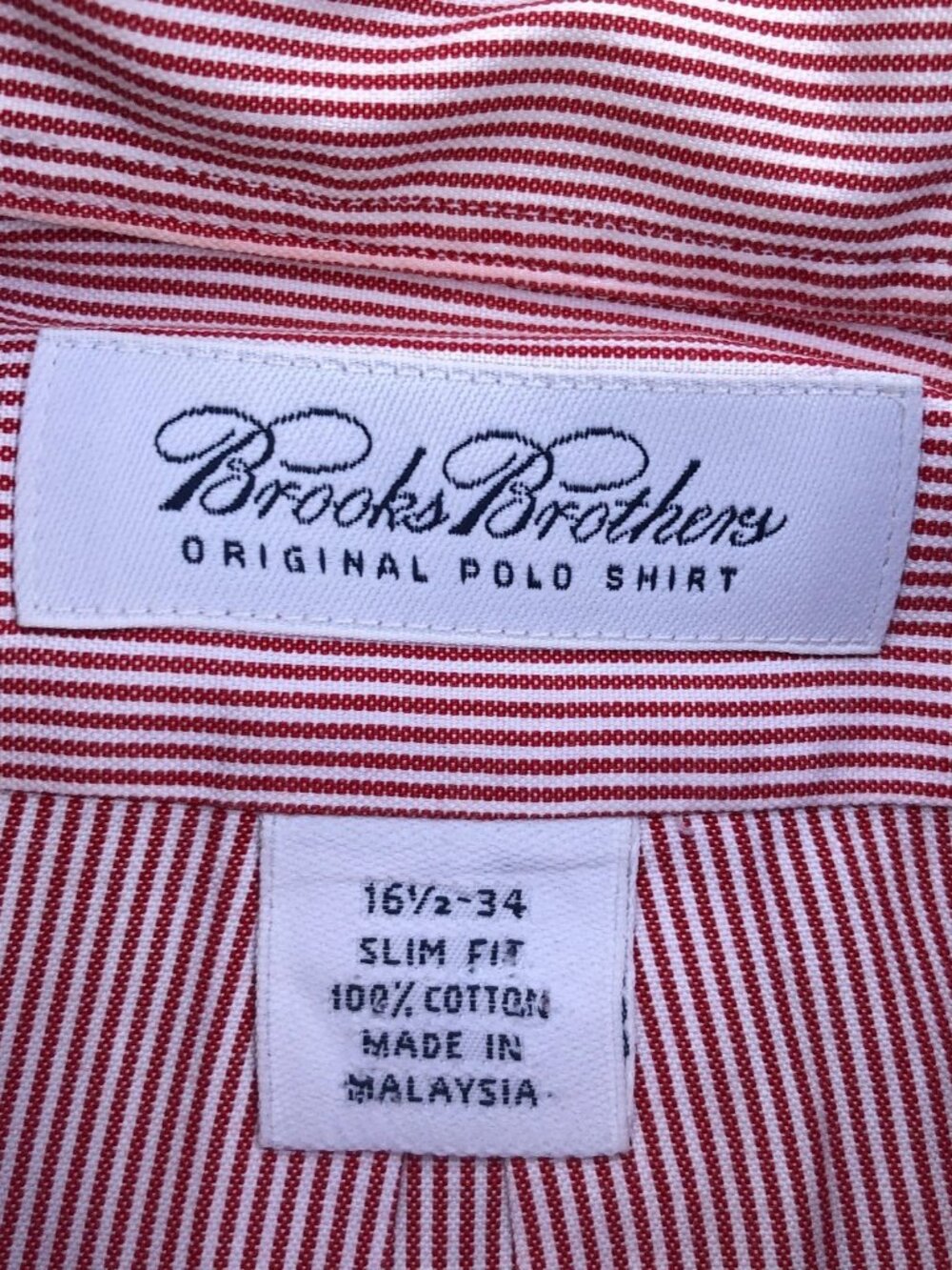 VTG BROOKS BROTHERS Striped Dress Shirt Men's 16.5-34 Slim Fit Red Long Sleeve - Picture 5 of 6